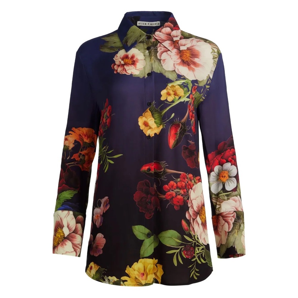 Alice + Olivia Willa Magic Garden Gradient Floral Viscose Blouse CC509P72016 XS